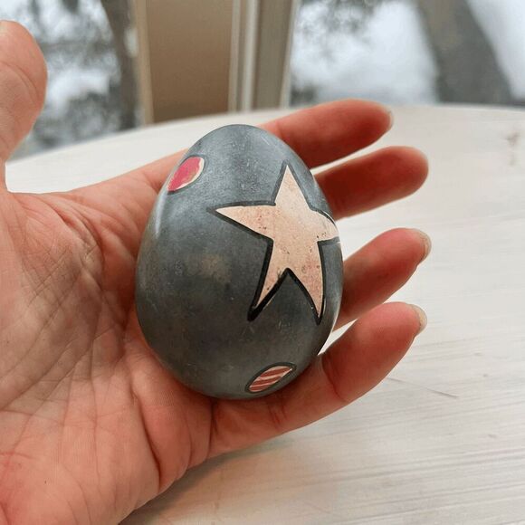 Hand-Painted Santa Stone Egg & Threshold Snowman Tea Towel Set - Picture 6 of 7